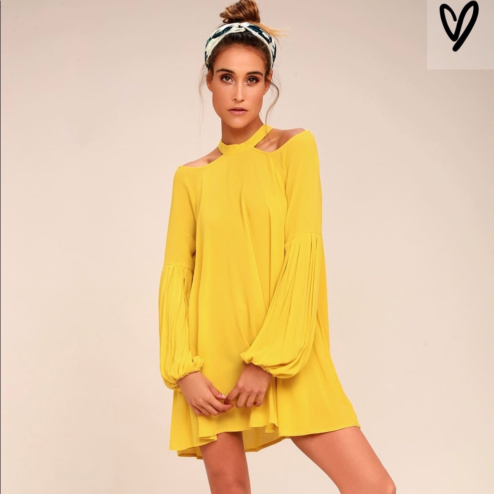 Yellow Free People Halter Sleeve Dress